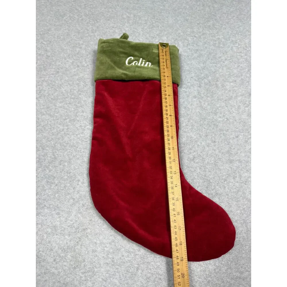 Pottery Barn Red Green Velvet Christmas Stocking 